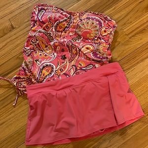 Lands and women’s bathing suit tankini swim skirt size 12 top 12 long